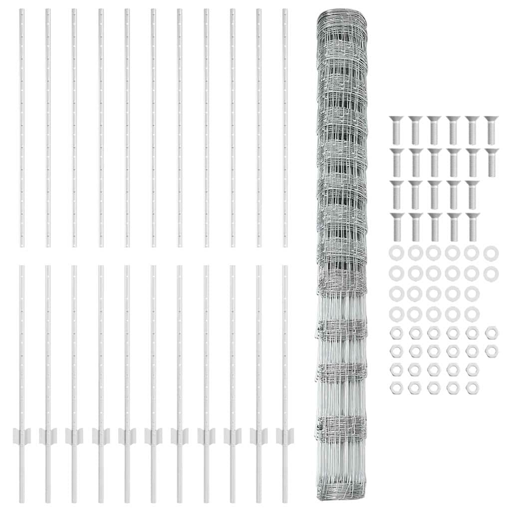 Recinzione con Posto Argento 1,5 x 25 m Acciaio
