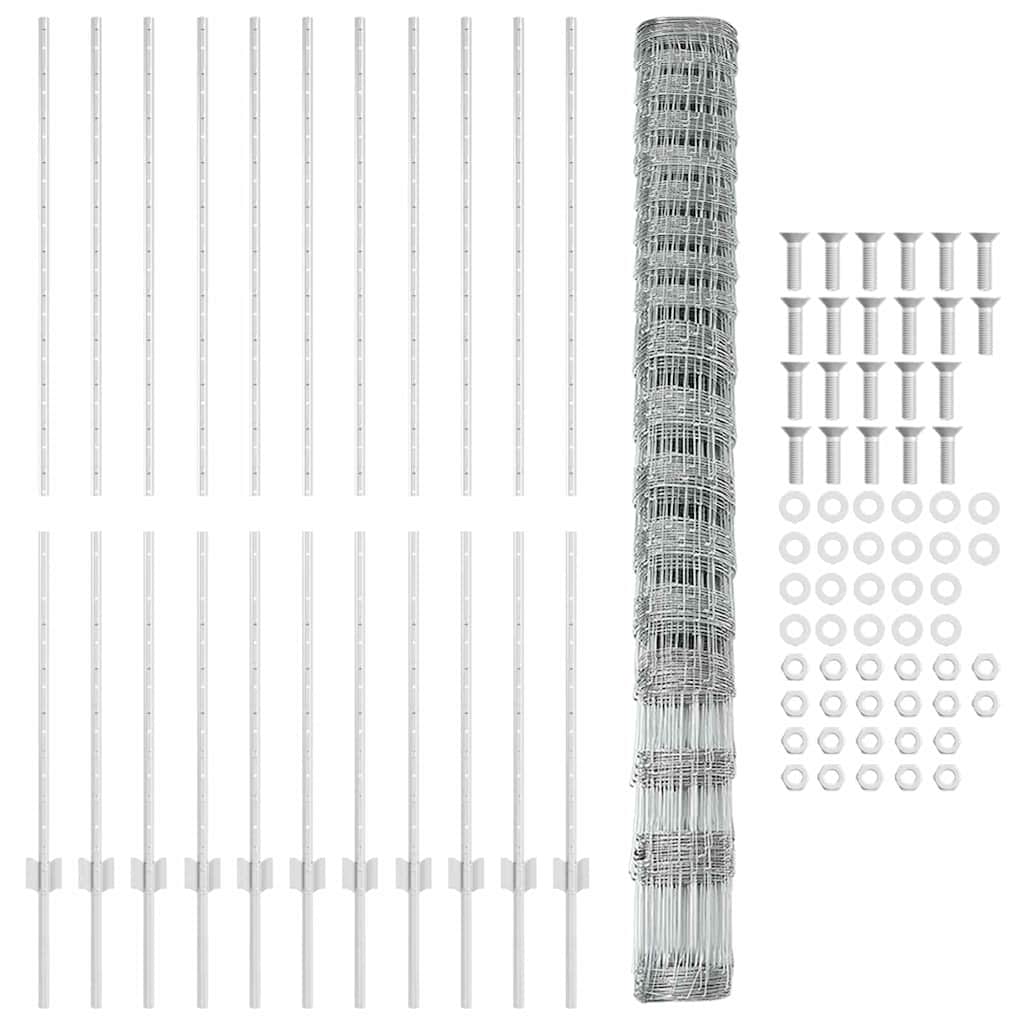 Recinzione con Posto Argento 1,5 x 25 m Acciaio