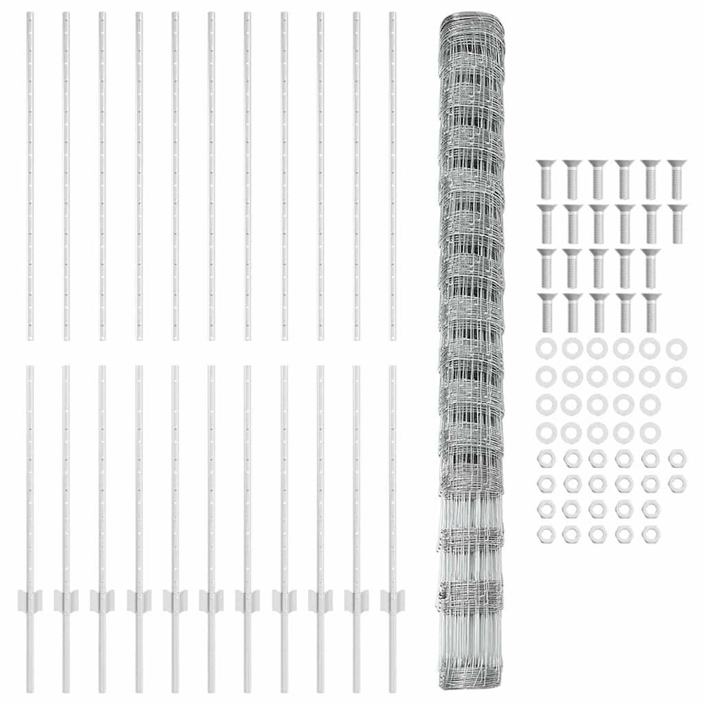 Recinzione con Posto Argento 1,6 x 25 m Acciaio