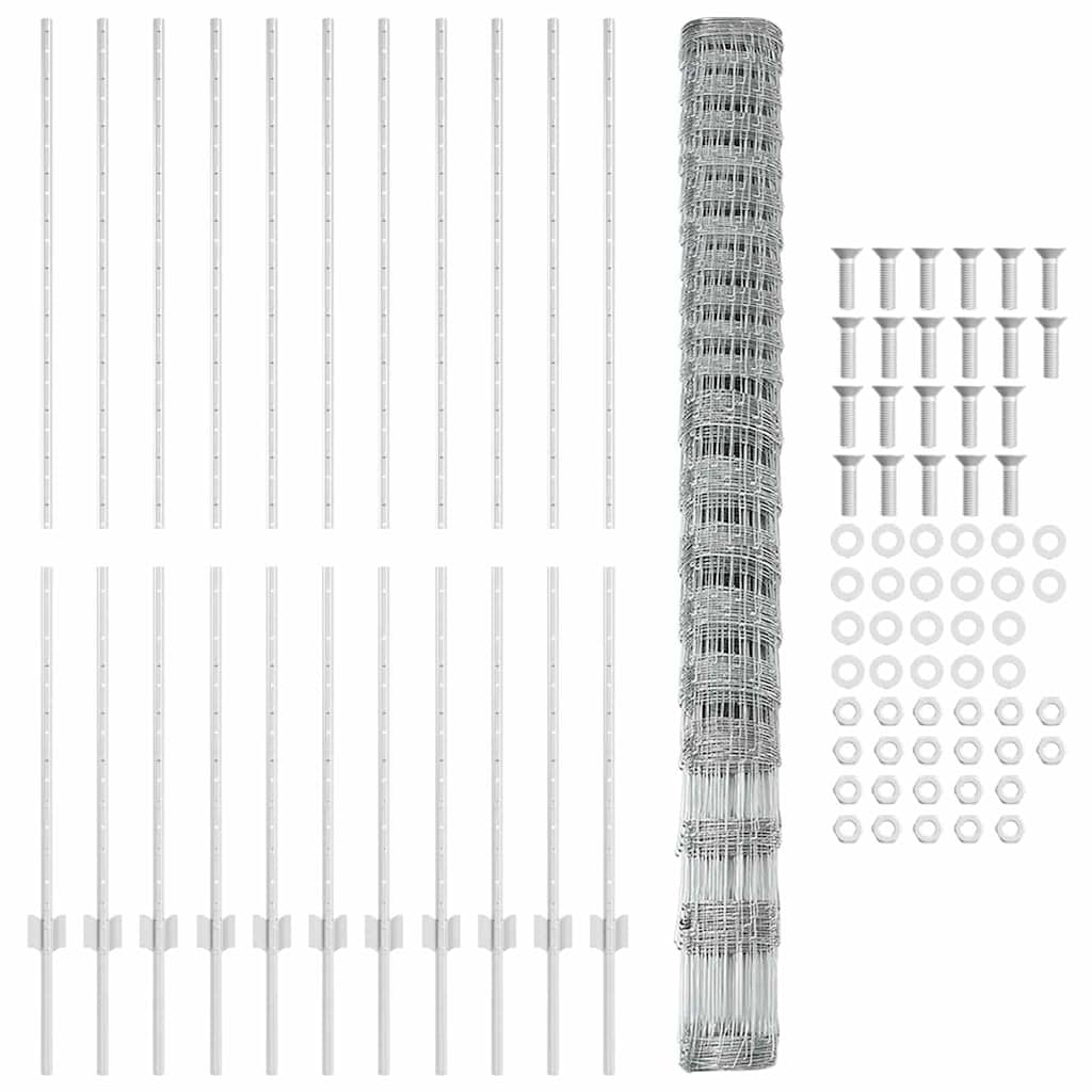Recinzione con Posto Argento 1,6 x 25 m Acciaio