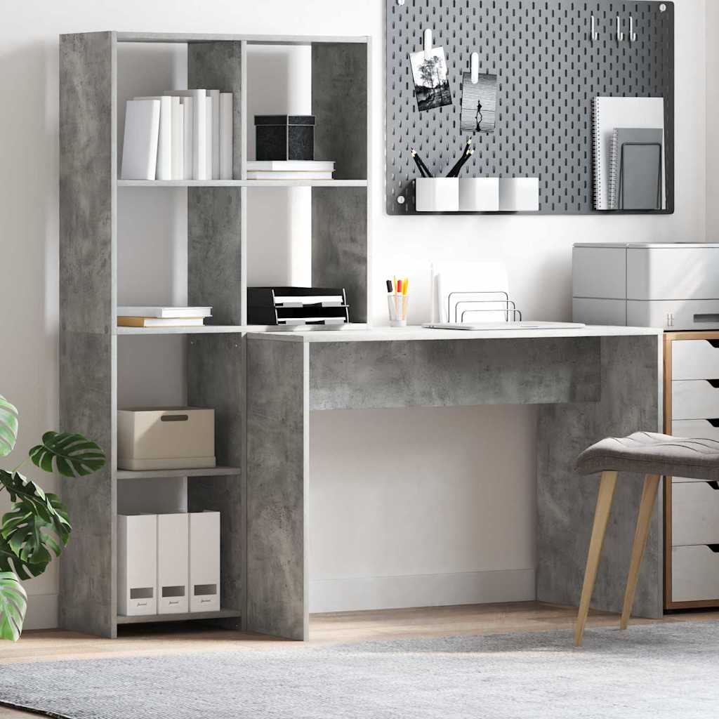 Scrivania Grigio cemento 138,5 x 55 x 143 cm Legno multistrato