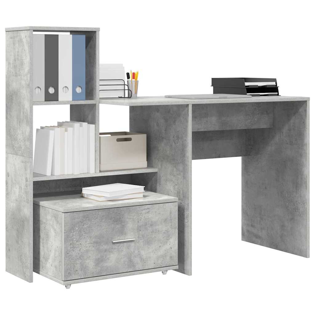 Scrivania con cassetto Grigio cemento 131,5 x 50 x 106,5 cm