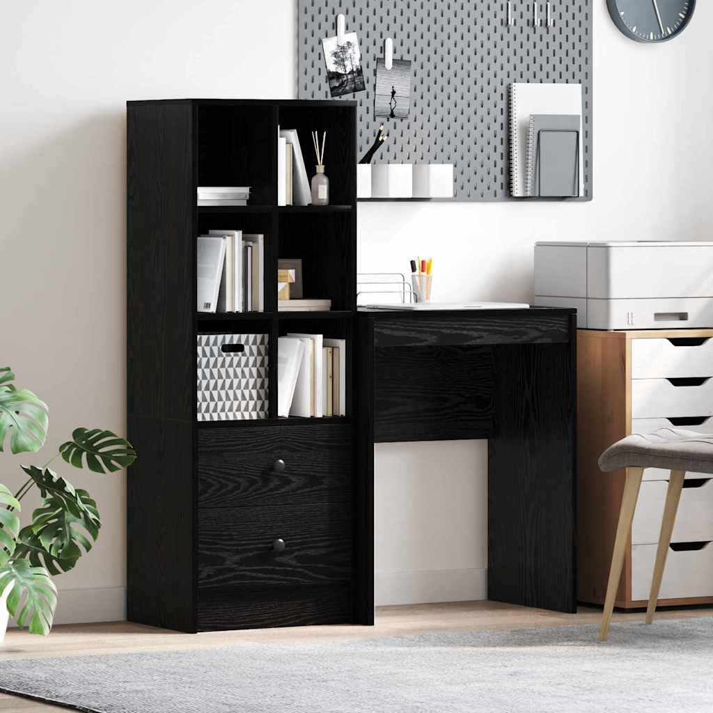 Scrivania con cassetto 2 pcs Rovere Nero