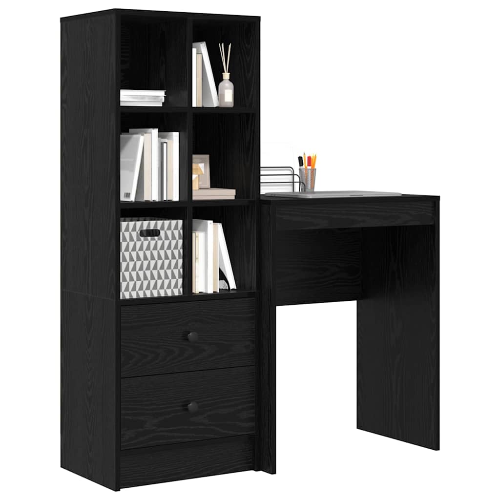 Scrivania con cassetto 2 pcs Rovere Nero