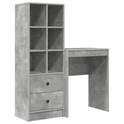 Scrivania con cassetto 2 pcs Grigio cemento