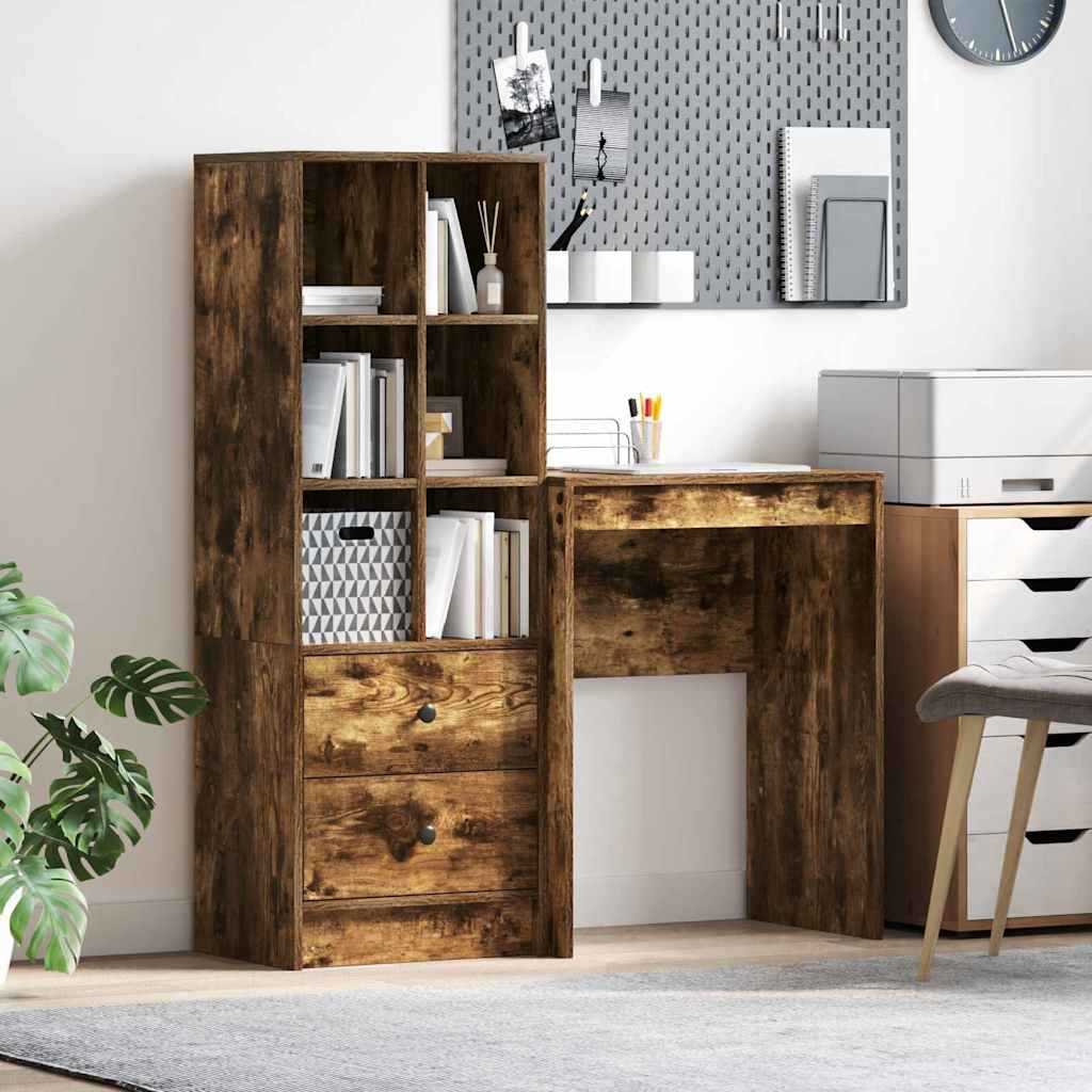 Scrivania con cassetto 2 pcs Rovere fumÃ©