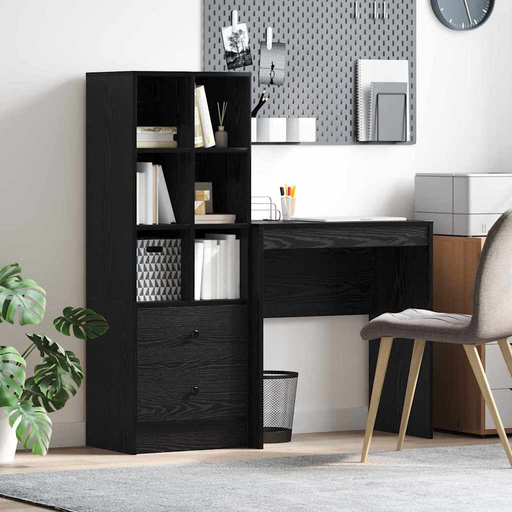 Scrivania con cassetto 2 pcs Rovere Nero