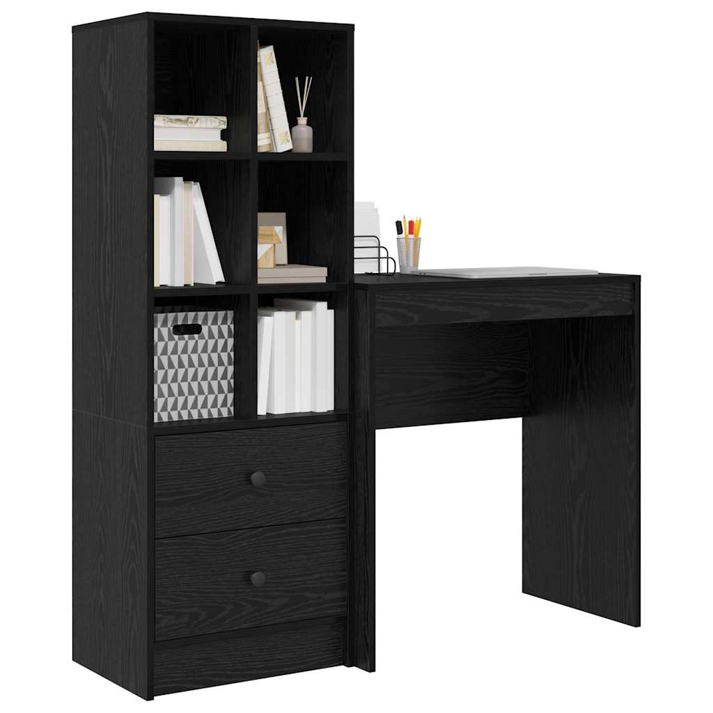 Scrivania con cassetto 2 pcs Rovere Nero