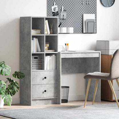 Scrivania con cassetto 2 pcs Grigio cemento