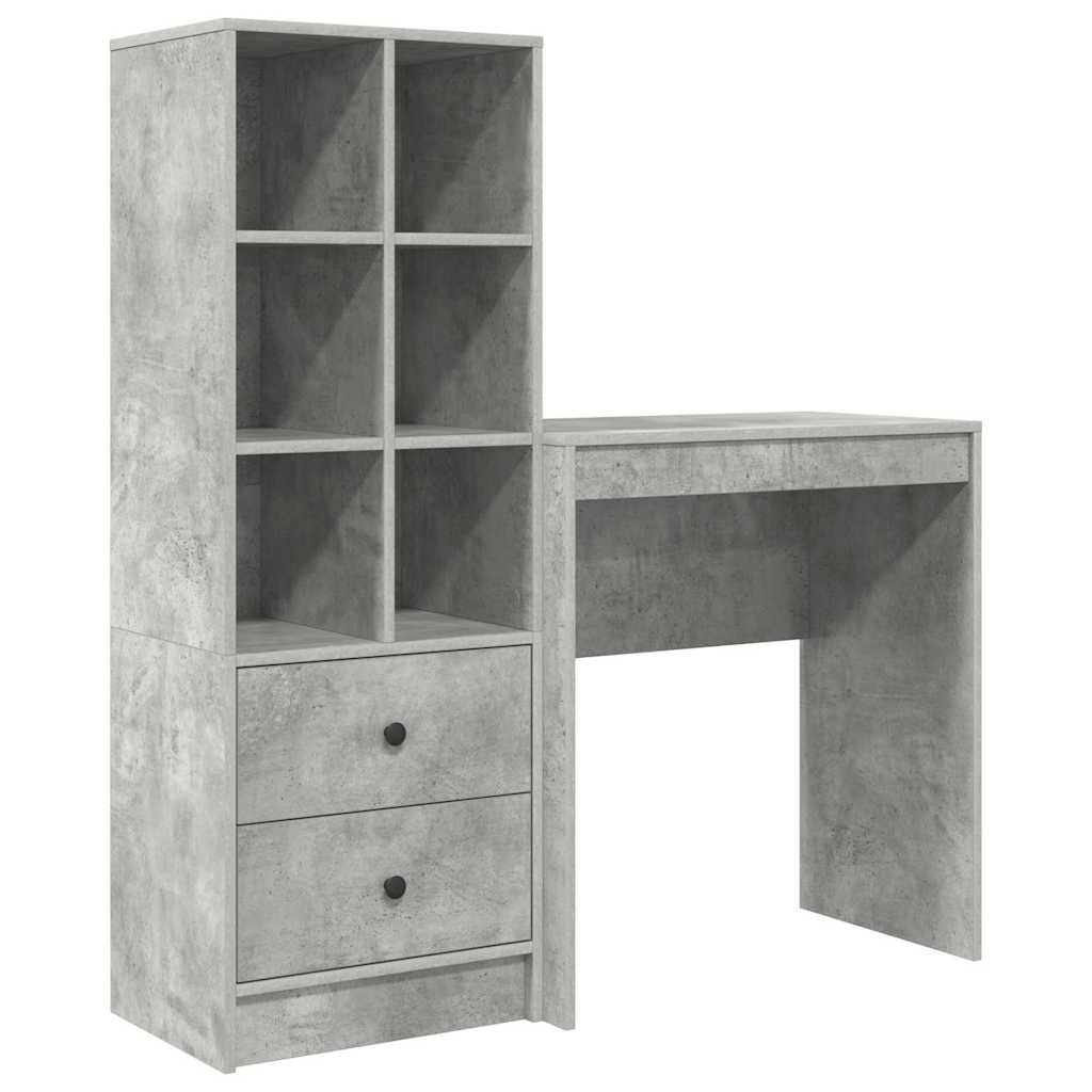 Scrivania con cassetto 2 pcs Grigio cemento