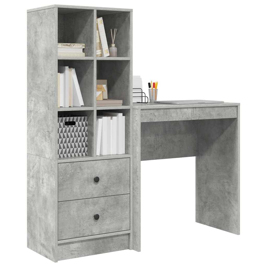 Scrivania con cassetto 2 pcs Grigio cemento