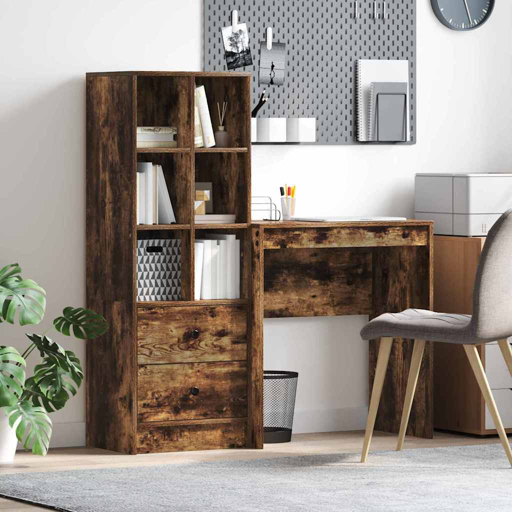 Scrivania con cassetto 2 pcs Rovere fumÃ©