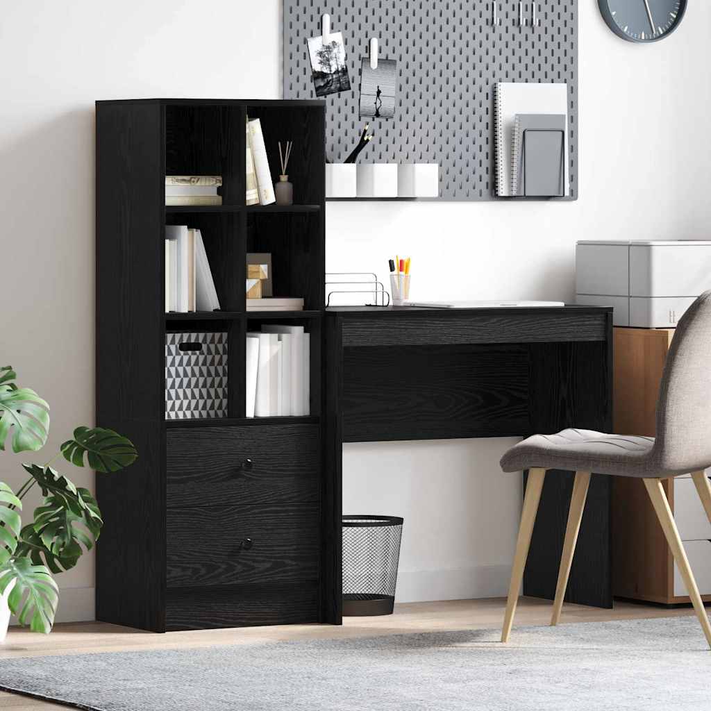 Scrivania con cassetto 2 pcs Rovere Nero