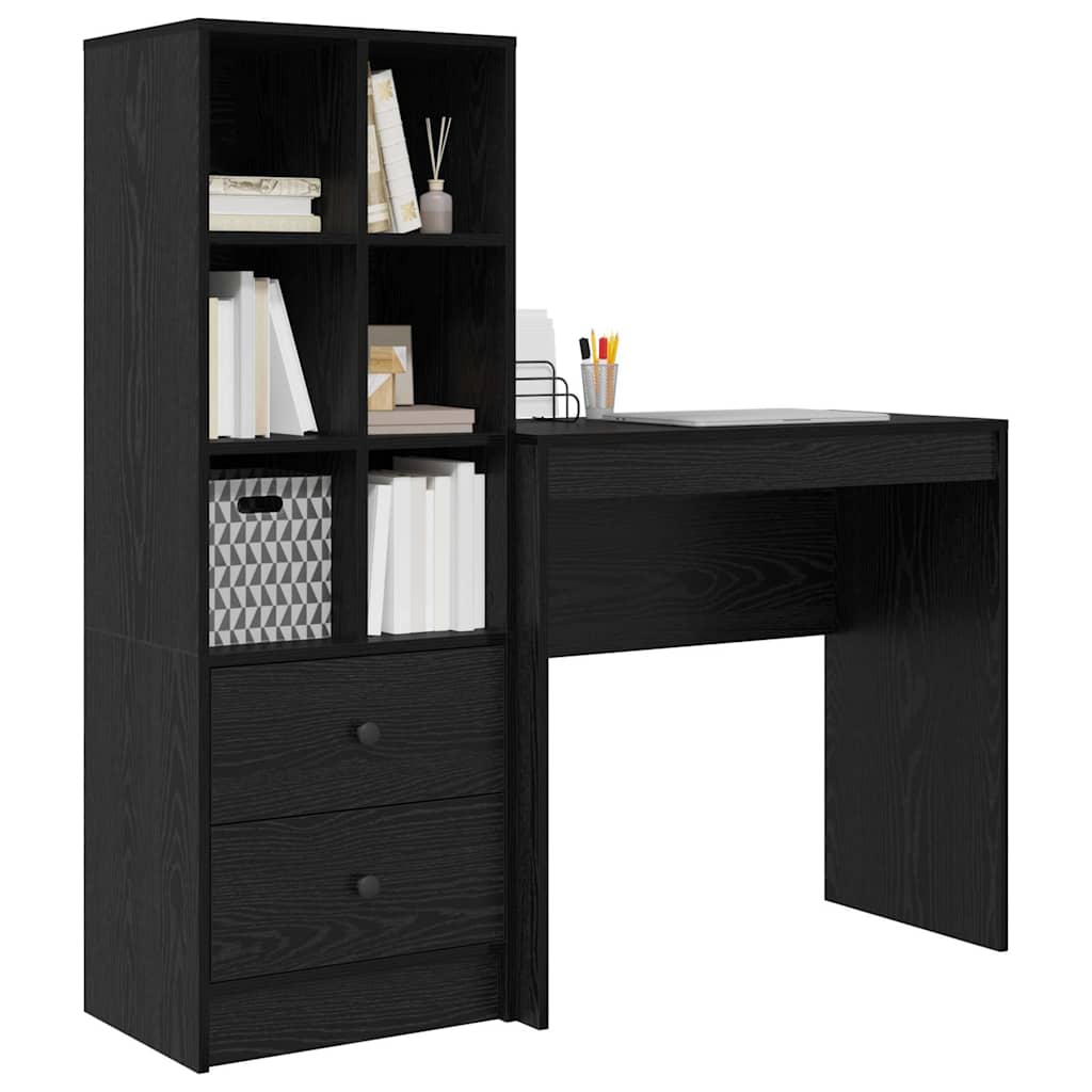 Scrivania con cassetto 2 pcs Rovere Nero