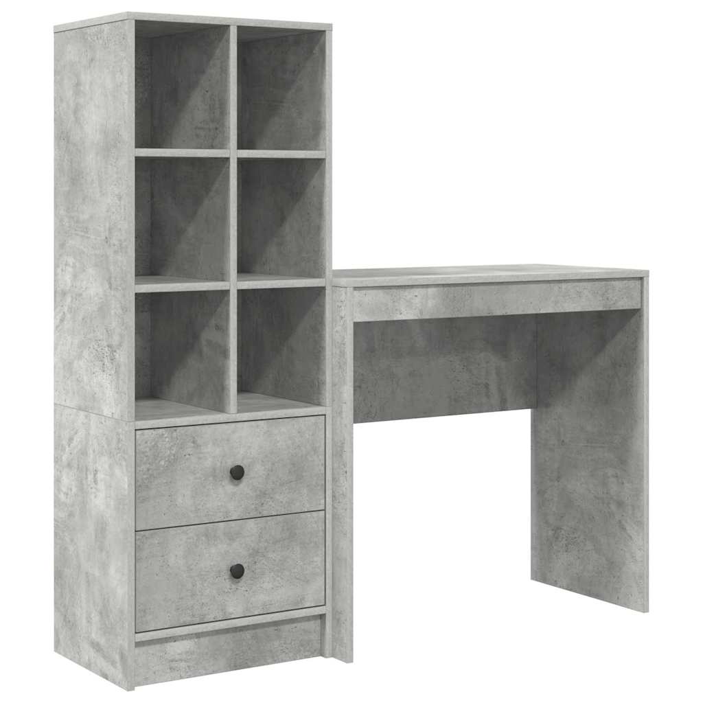 Scrivania con cassetto 2 pcs Grigio cemento