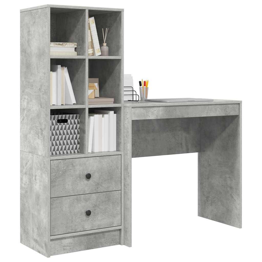 Scrivania con cassetto 2 pcs Grigio cemento