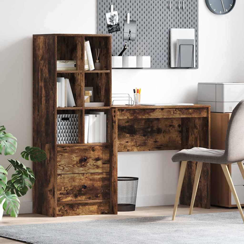 Scrivania con cassetto 2 pcs Rovere fumÃ©