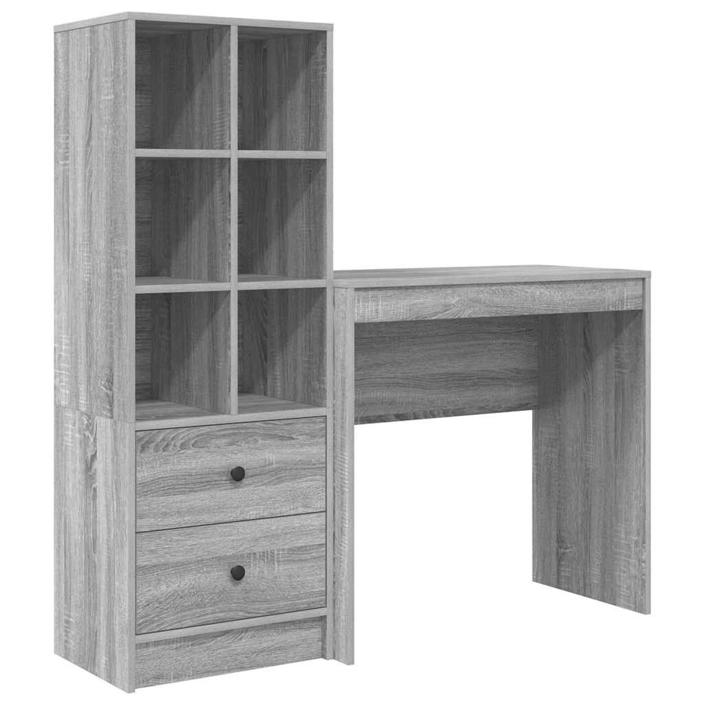 Scrivania con cassetto 2 pcs Grigio Sonoma
