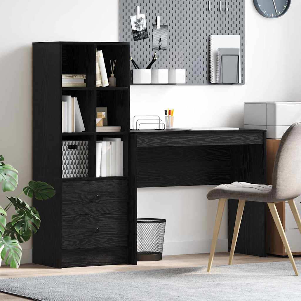 Scrivania con cassetto 2 pcs Rovere Nero