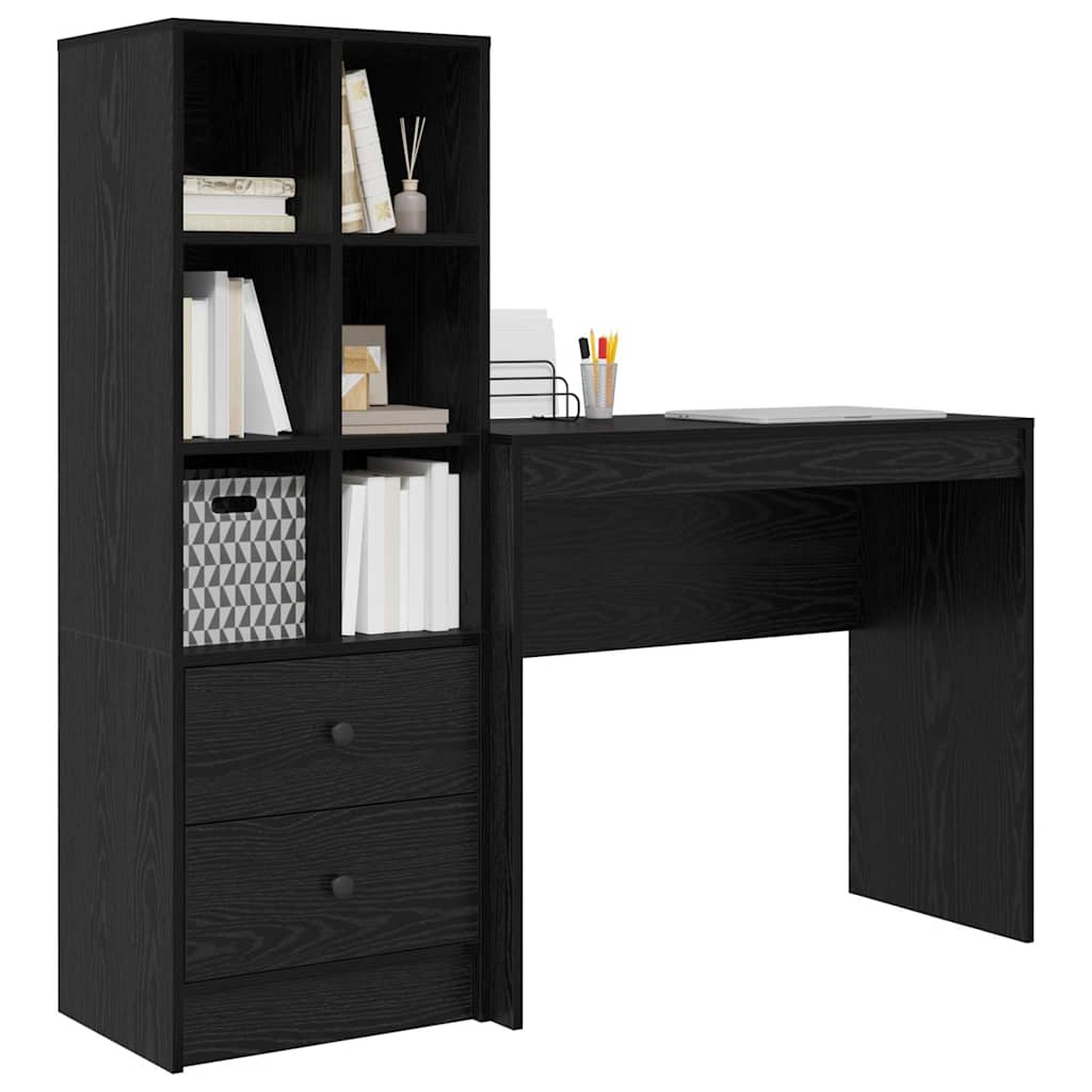 Scrivania con cassetto 2 pcs Rovere Nero