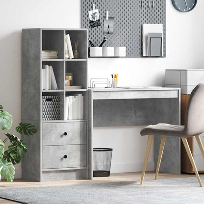 Scrivania con cassetto 2 pcs Grigio cemento