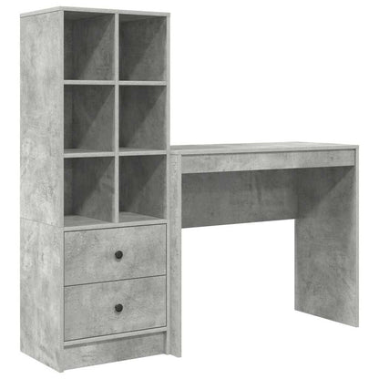 Scrivania con cassetto 2 pcs Grigio cemento