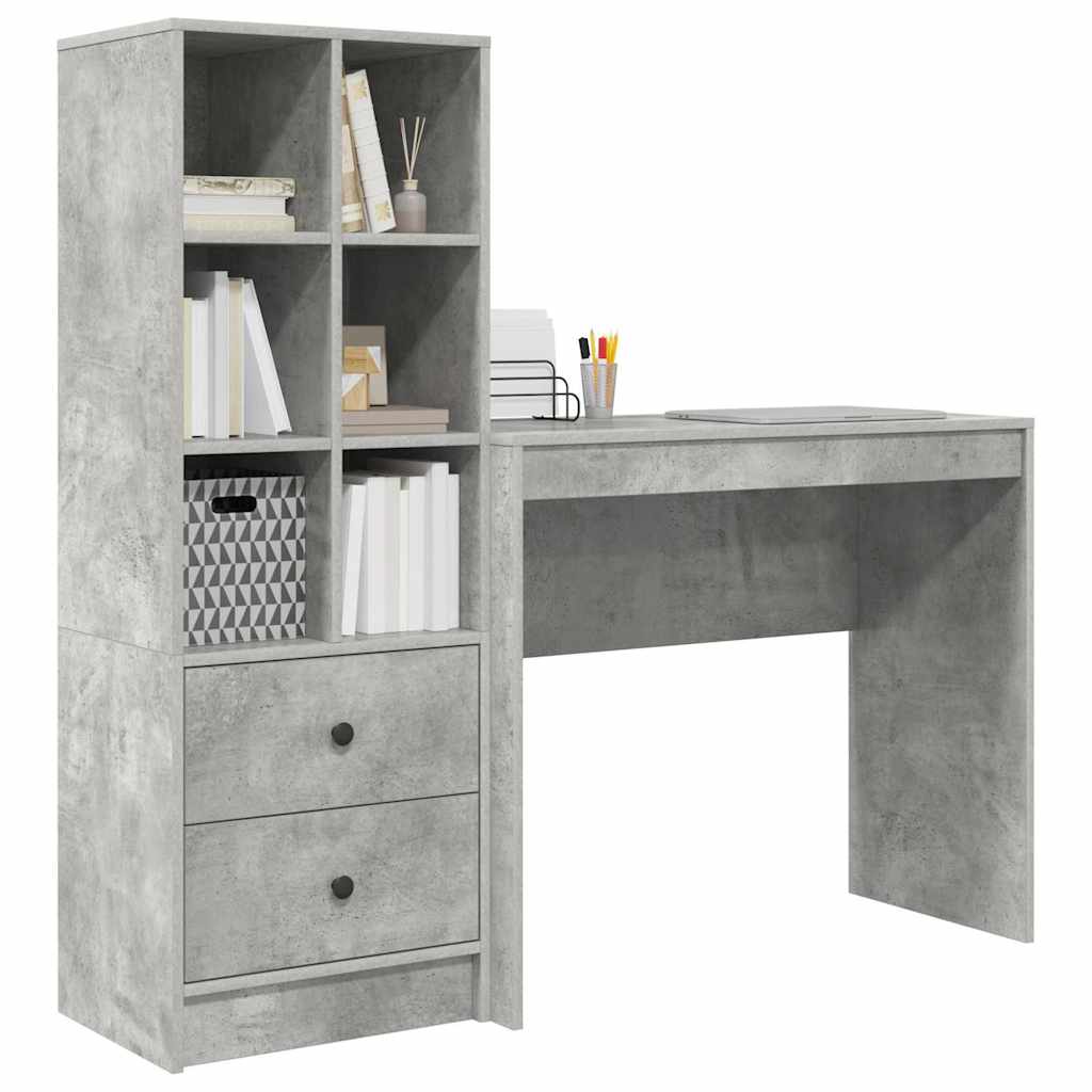 Scrivania con cassetto 2 pcs Grigio cemento