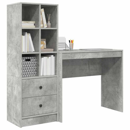 Scrivania con cassetto 2 pcs Grigio cemento