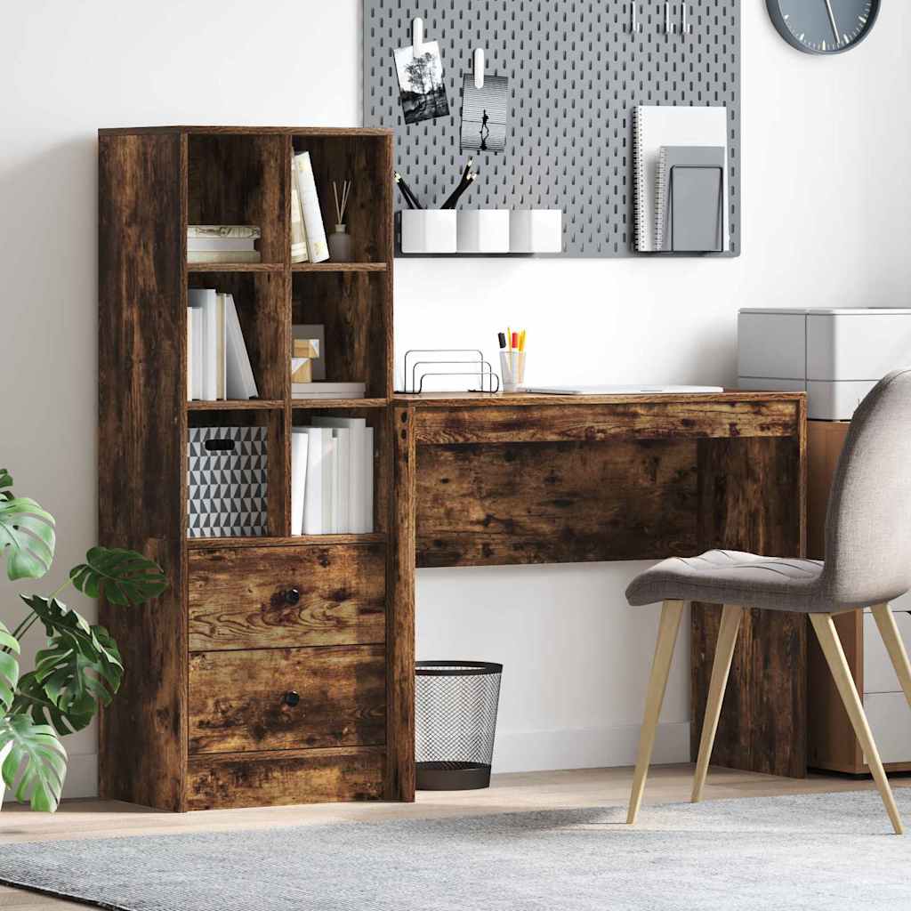 Scrivania con cassetto 2 pcs Rovere fumÃ©