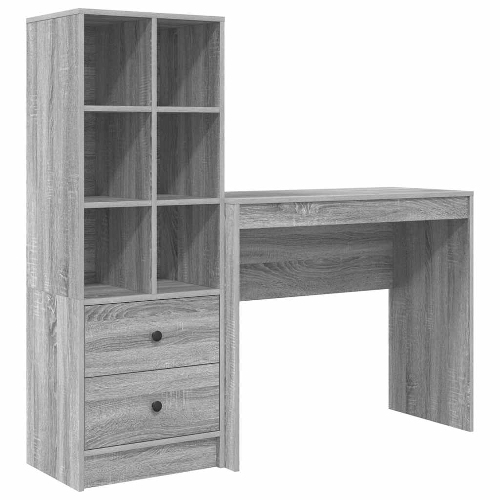 Scrivania con cassetto 2 pcs Grigio Sonoma