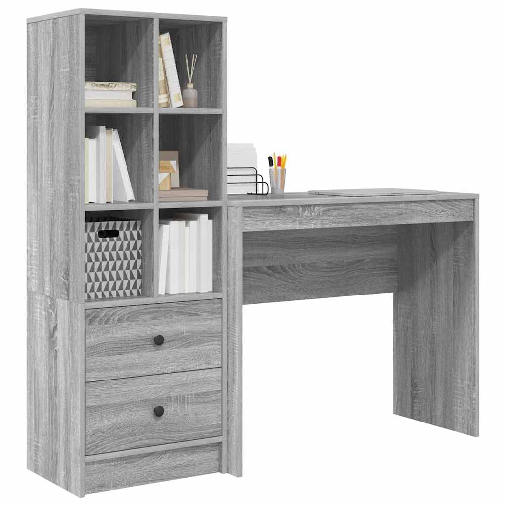 Scrivania con cassetto 2 pcs Grigio Sonoma