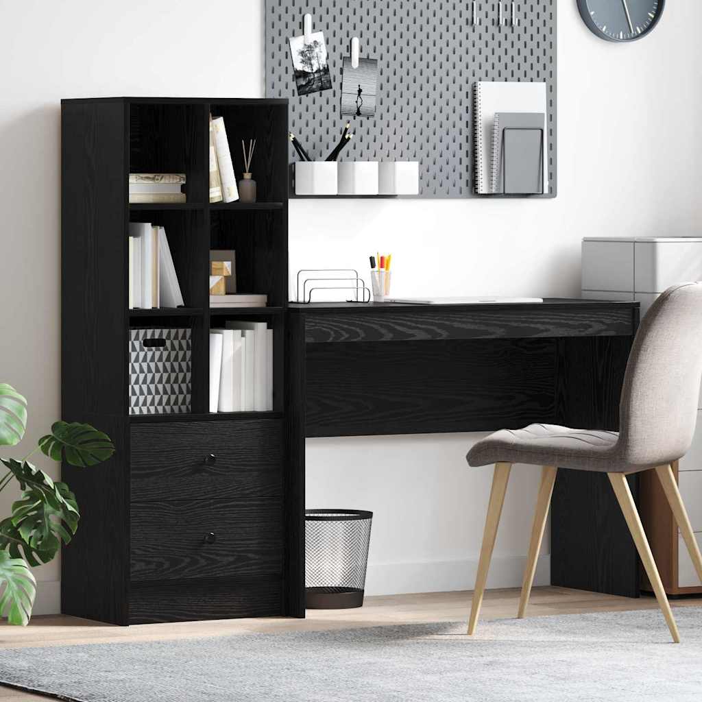 Scrivania con cassetto 2 pcs Rovere Nero