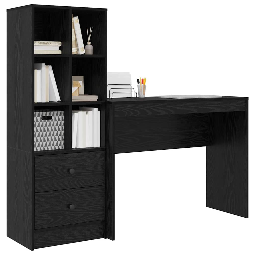 Scrivania con cassetto 2 pcs Rovere Nero