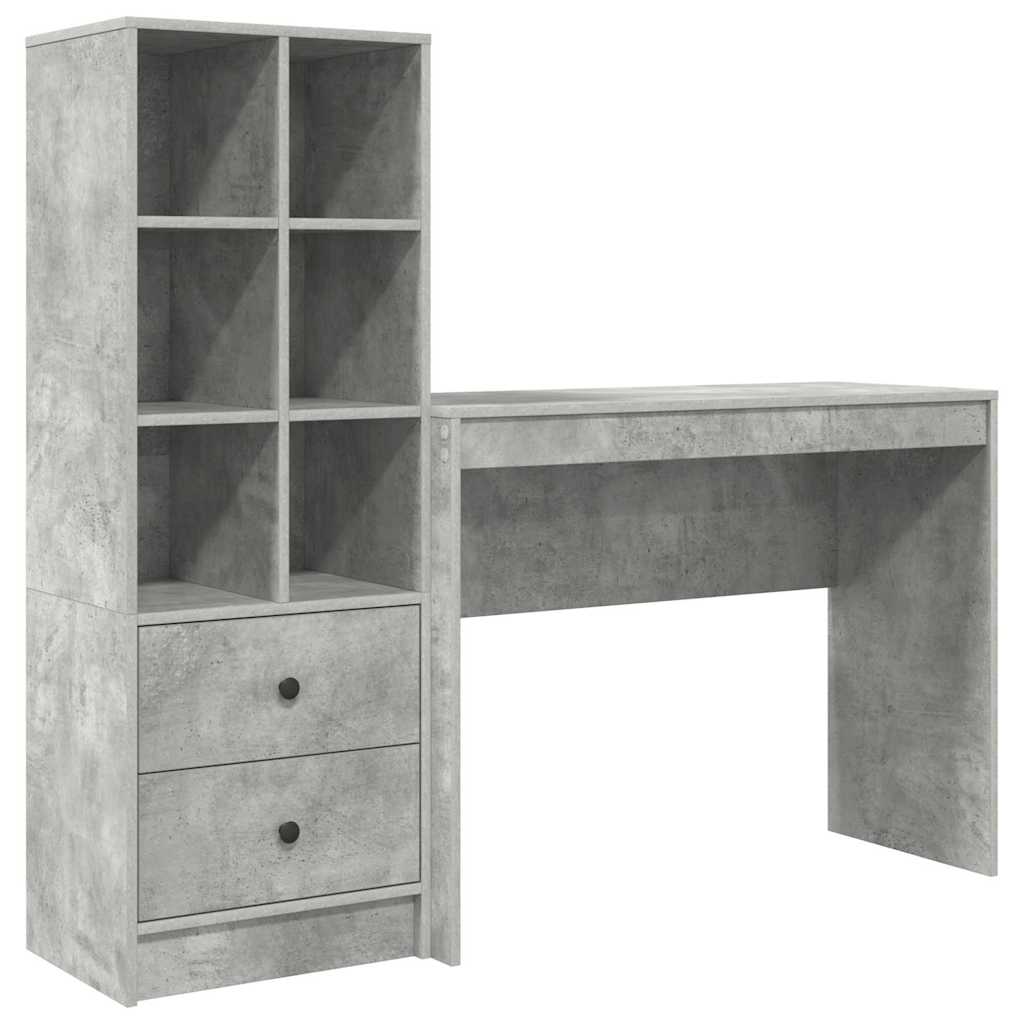 Scrivania con cassetto 2 pcs Grigio cemento