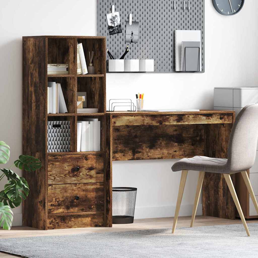 Scrivania con cassetto 2 pcs Rovere fumÃ©