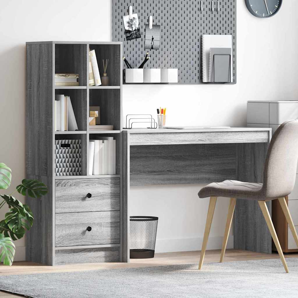 Scrivania con cassetto 2 pcs Grigio Sonoma