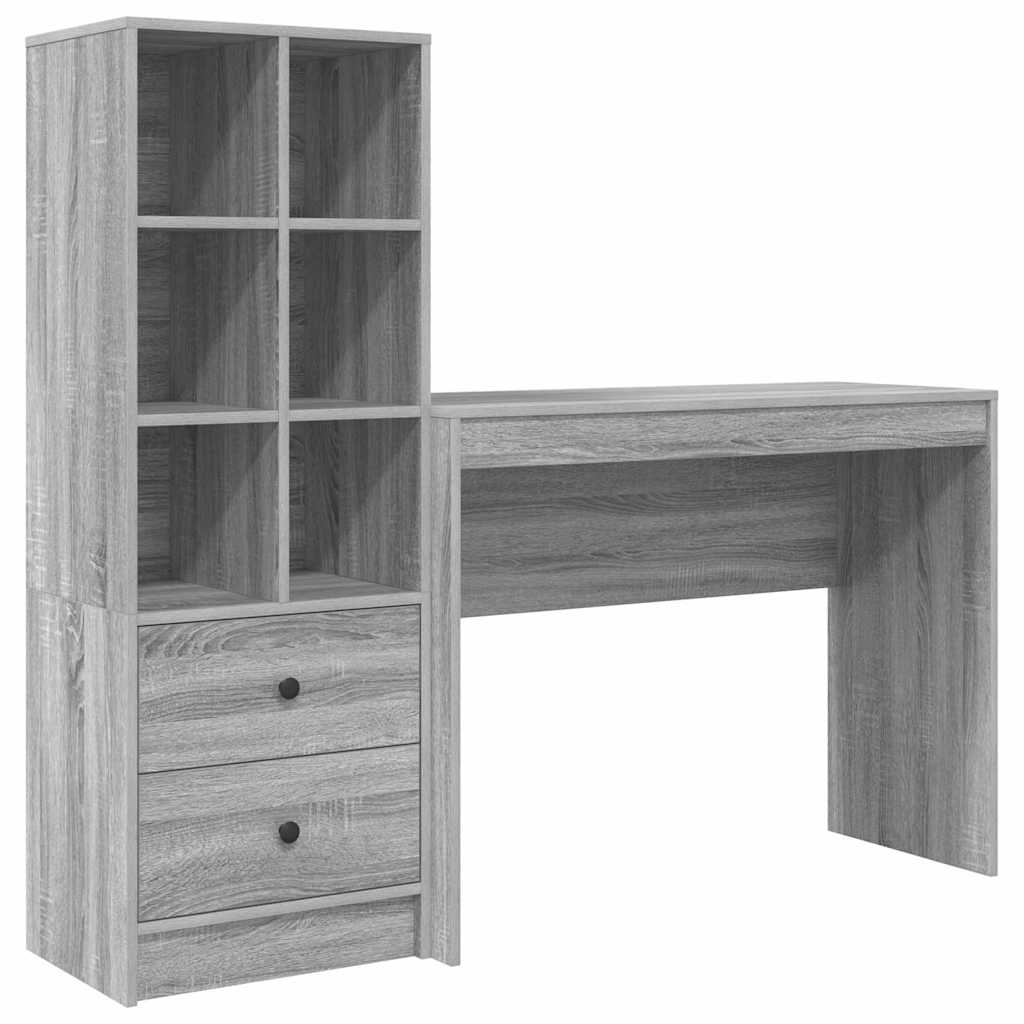 Scrivania con cassetto 2 pcs Grigio Sonoma