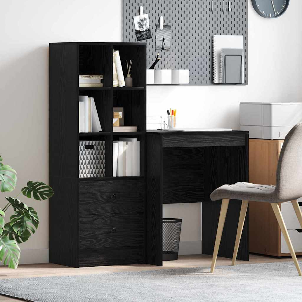 Scrivania con cassetto 2 pcs Rovere Nero