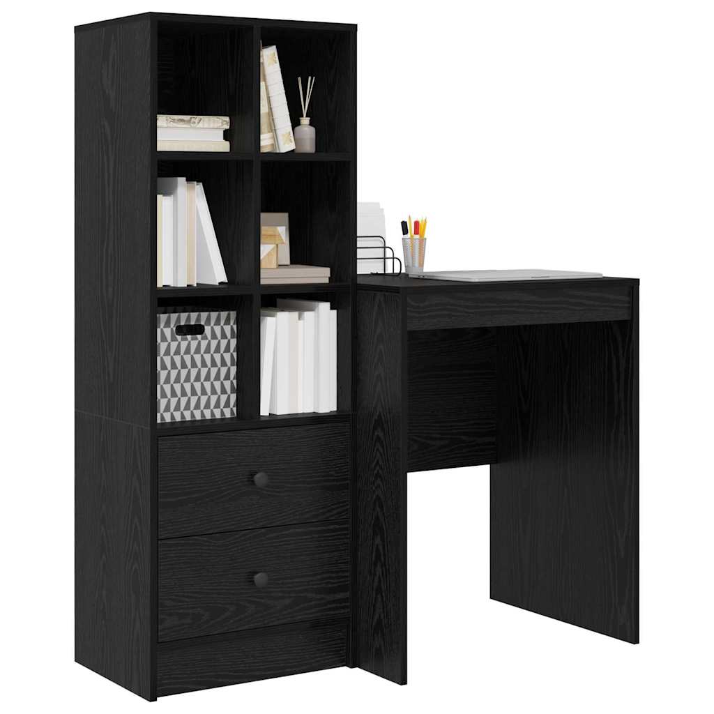 Scrivania con cassetto 2 pcs Rovere Nero