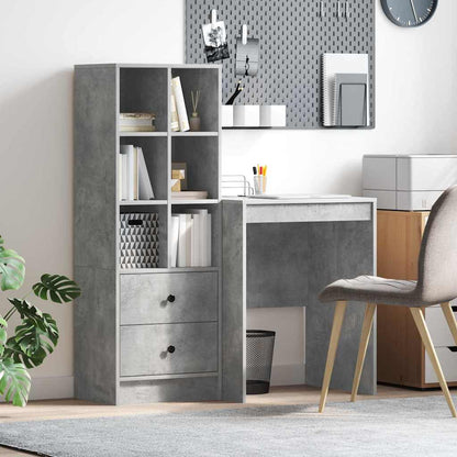 Scrivania con cassetto 2 pcs Grigio cemento