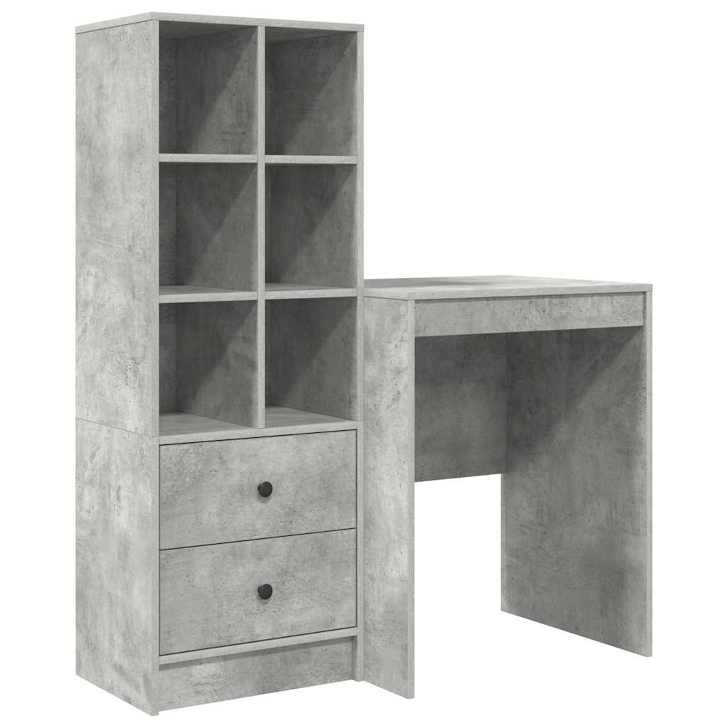 Scrivania con cassetto 2 pcs Grigio cemento