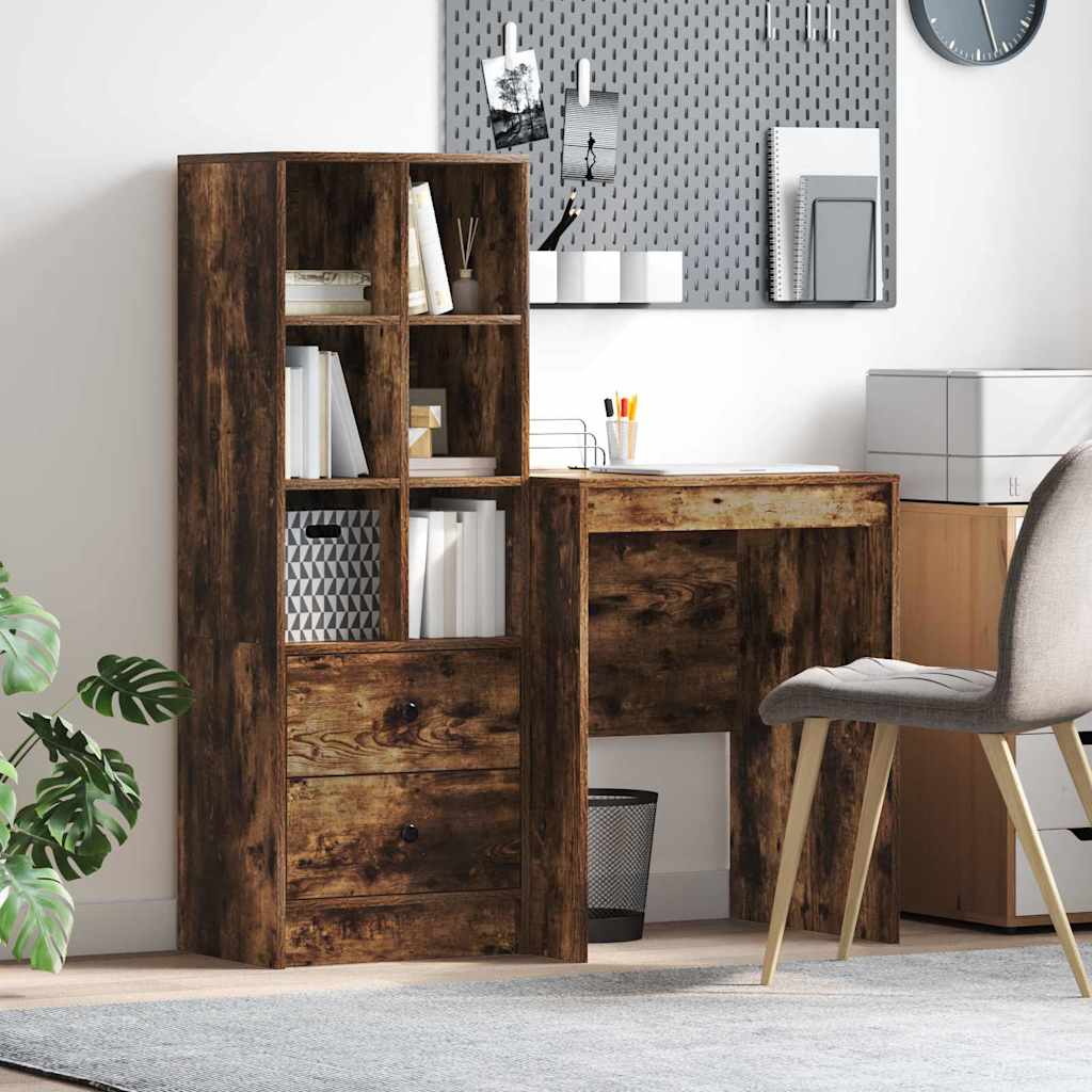 Scrivania con cassetto 2 pcs Rovere fumÃ©