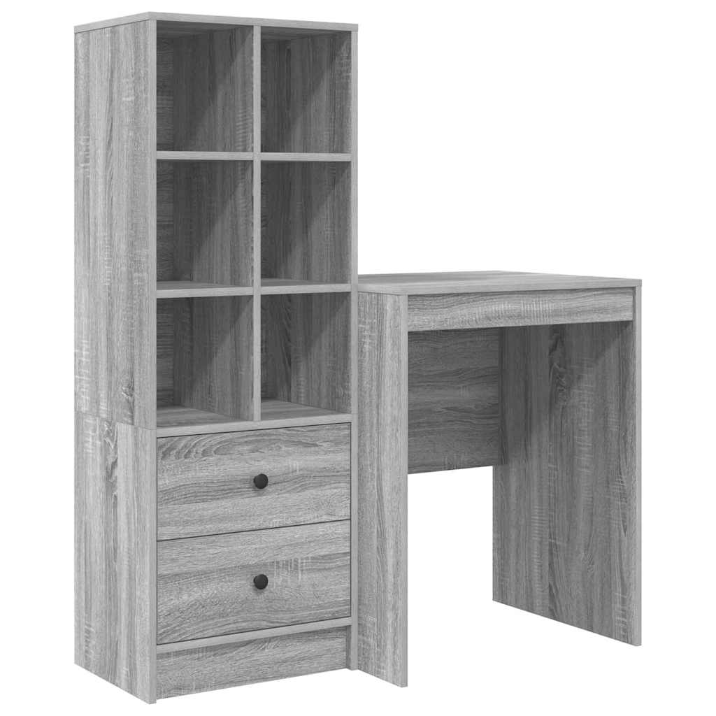 Scrivania con cassetto 2 pcs Grigio Sonoma