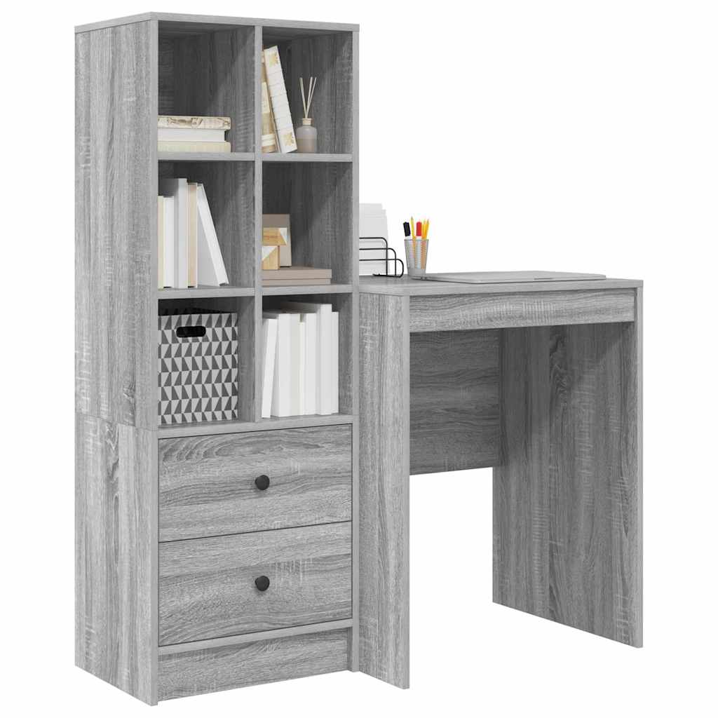 Scrivania con cassetto 2 pcs Grigio Sonoma