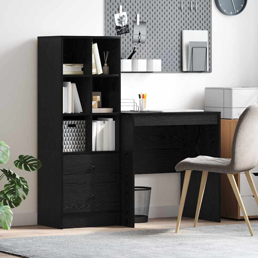 Scrivania con cassetto 2 pcs Rovere Nero