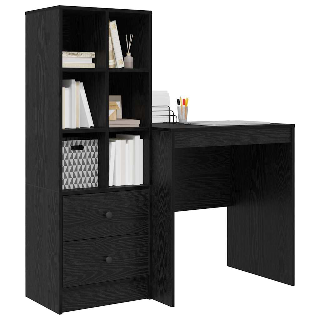 Scrivania con cassetto 2 pcs Rovere Nero