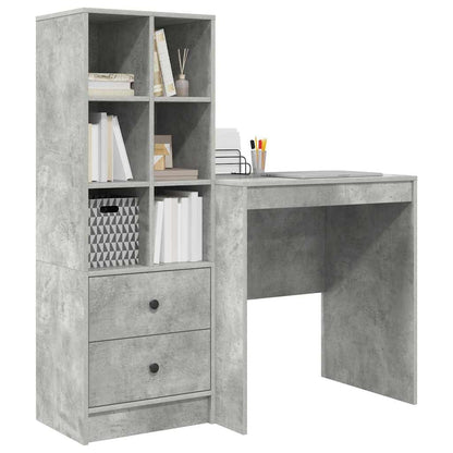 Scrivania con cassetto 2 pcs Grigio cemento