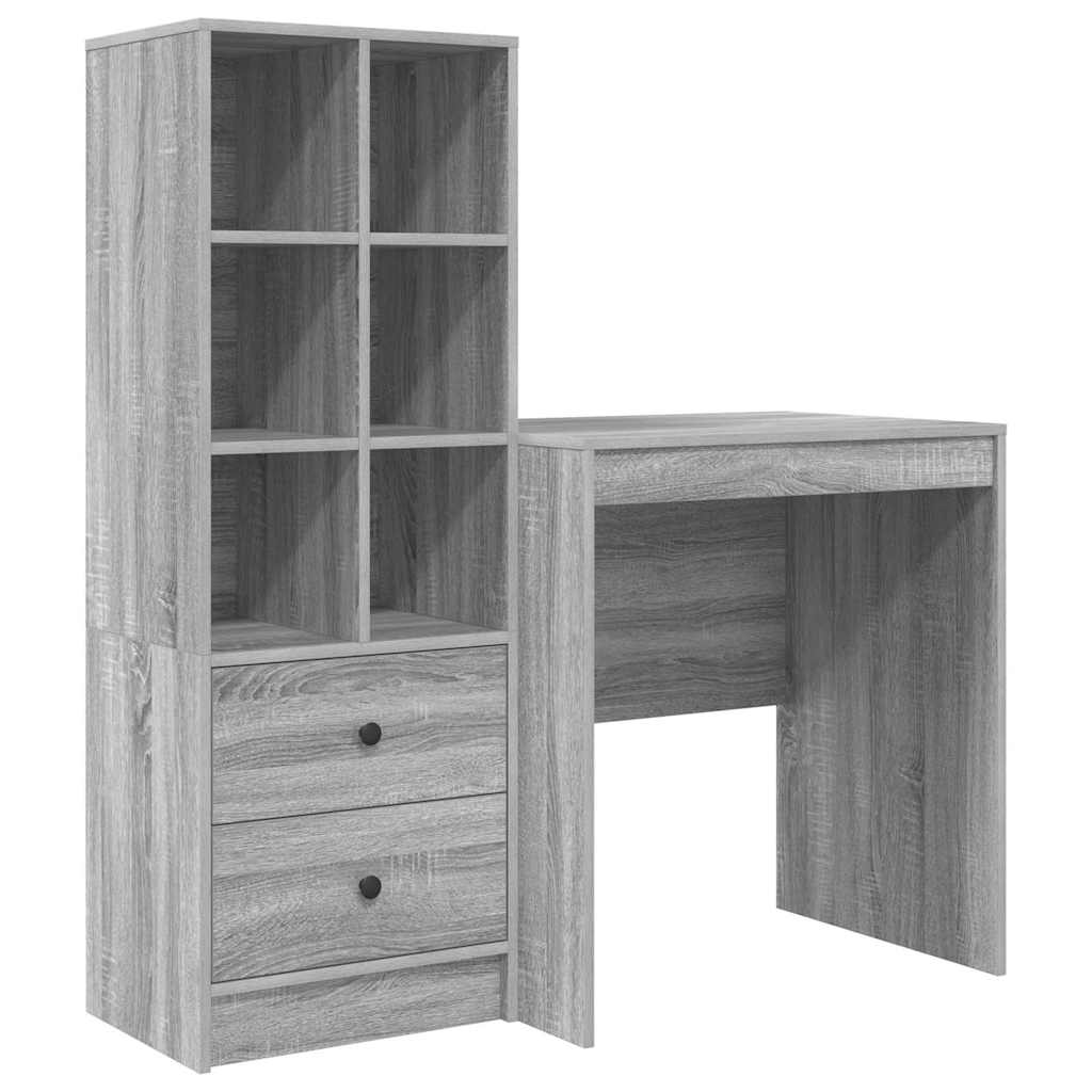 Scrivania con cassetto 2 pcs Grigio Sonoma