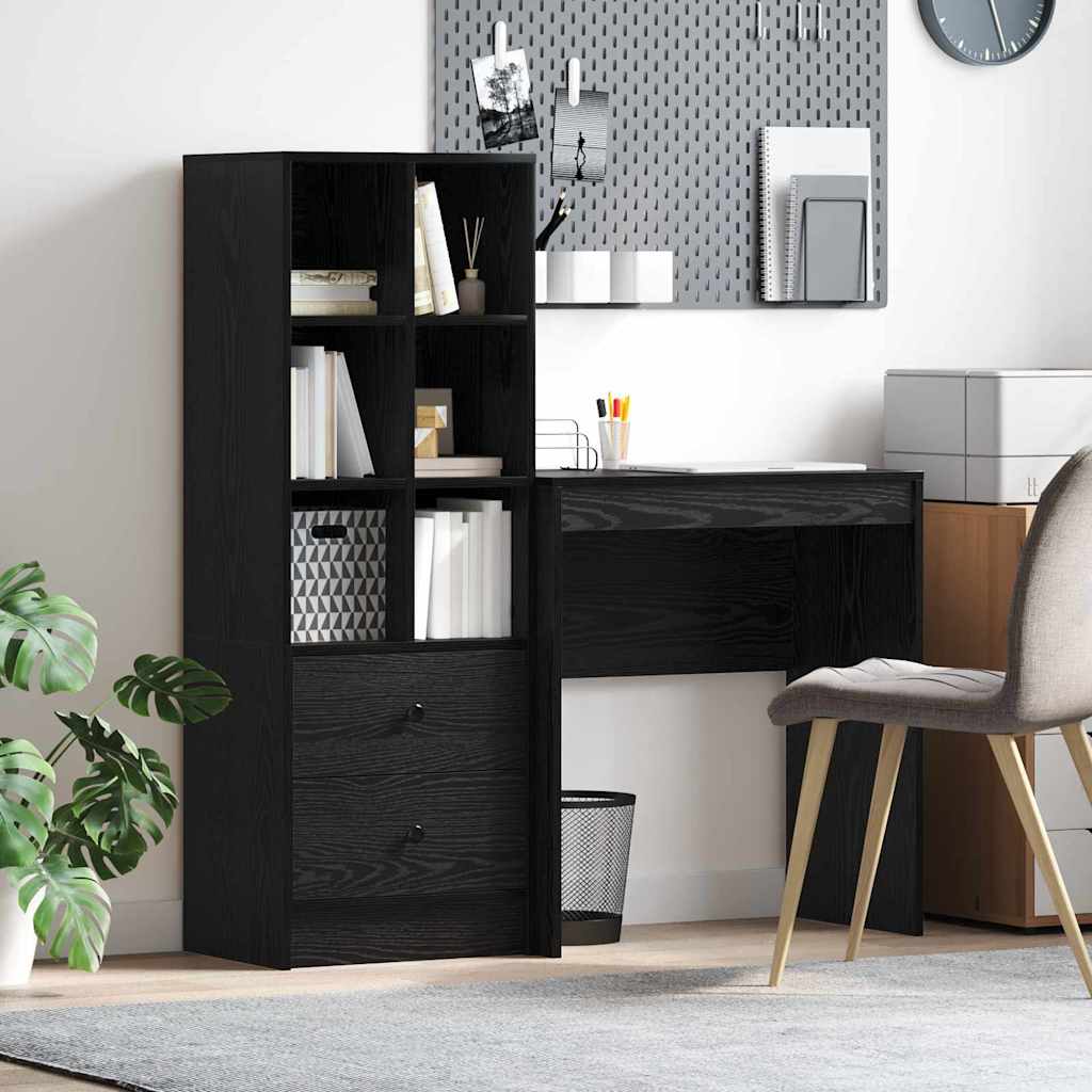 Scrivania con cassetto 2 pcs Rovere Nero