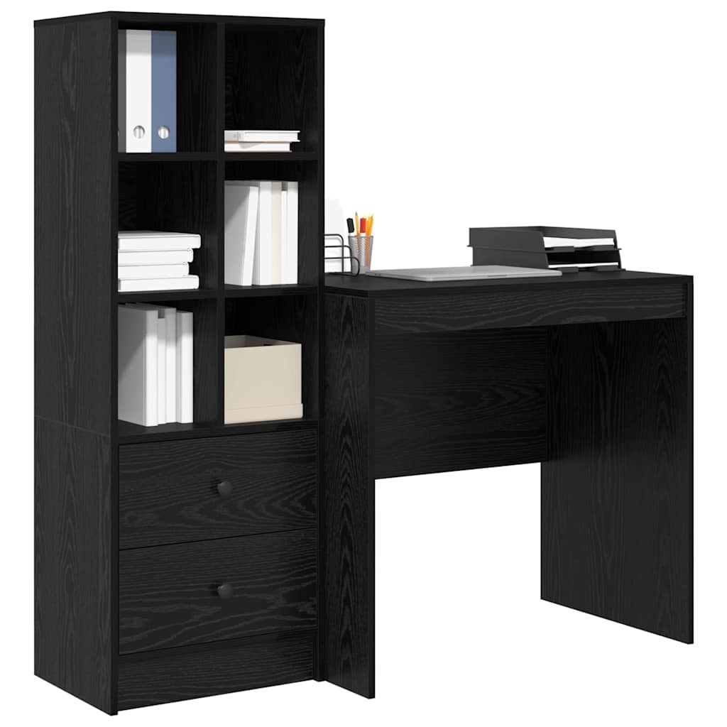 Scrivania con cassetto 2 pcs Rovere Nero